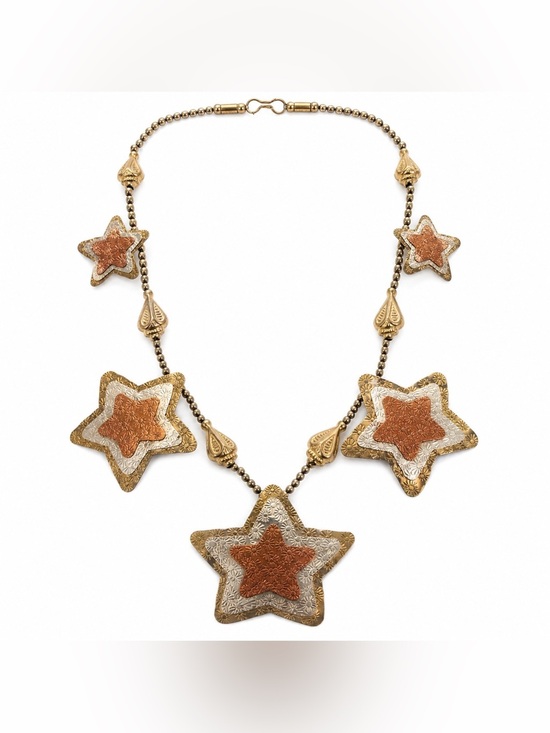 Unbranded Artisan Jewelry - Artisan Mixed Metal Star Statement Necklace Southwestern Boho Western OOAK (0009